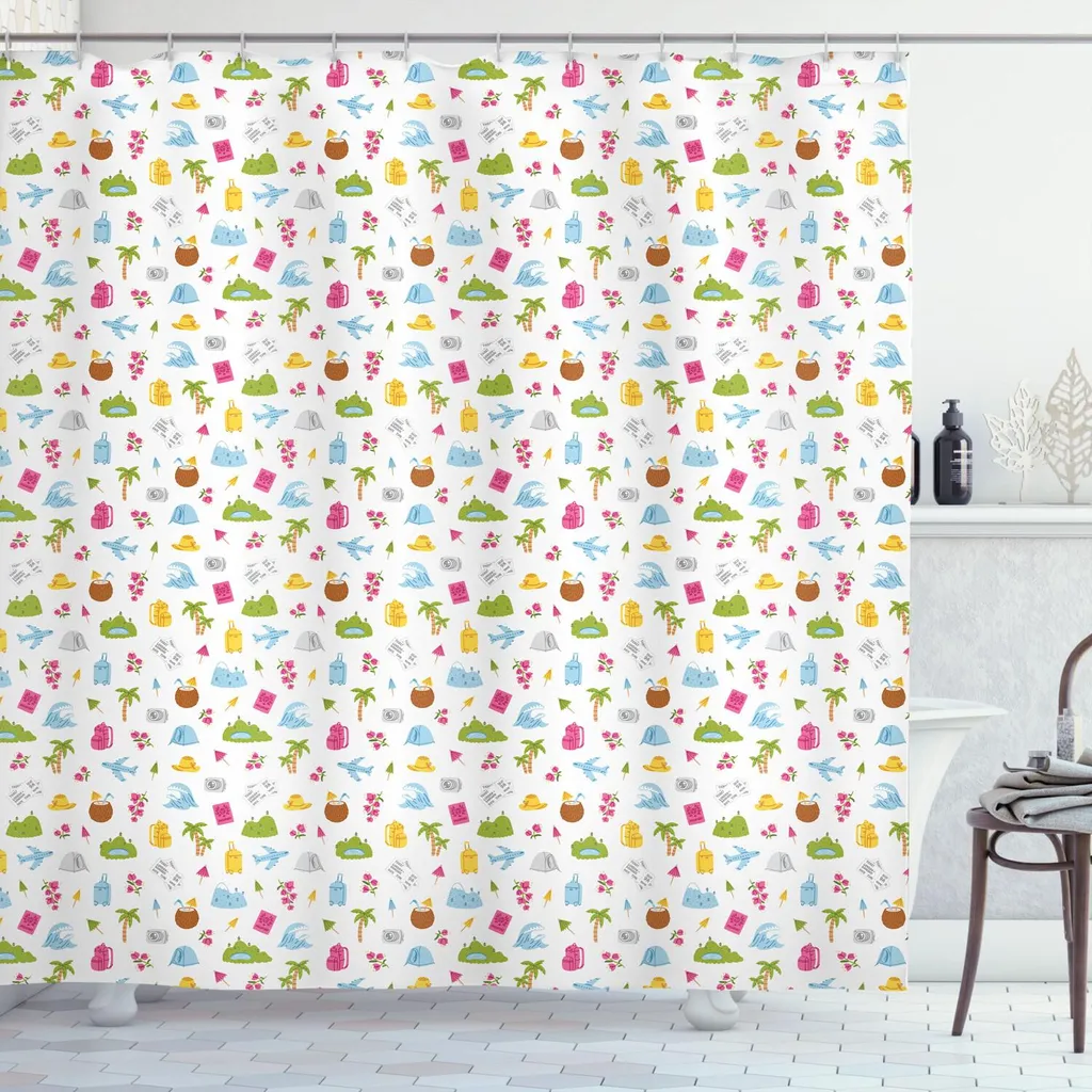 ABAKUHAUS Tenda Doccia Estiva 175x220: Arredo Bagno Tema Viaggio