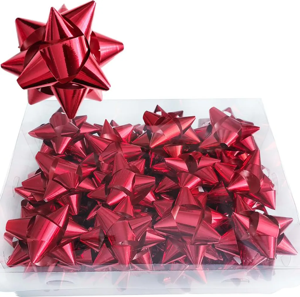 Réussissez vos nœuds cadeaux avec 36 rosettes rouges autocollantes 8 cm