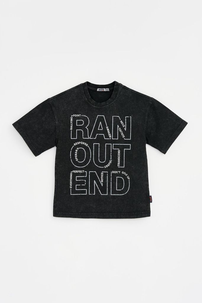 T-Shirt für Jungen - Stone Washed - Schwarz - 100% Baumwolle - Stylisch und Bequem Größe 110, Alter 5 Jahre