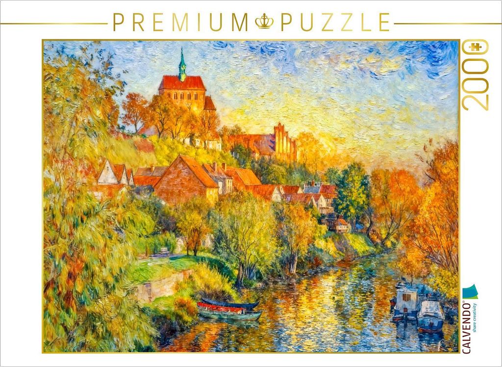 CALVENDO Puzzle Havelberg im Herbst mit Domberg und Havelbooten | 2000 Teile Lege-Größe 90x67cm Foto-Puzzle für glückliche Stunden