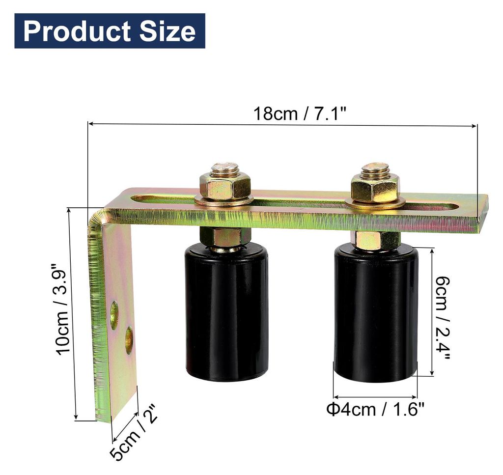 Gate Roller Guide Einstellbar, 2,4" Schiebetor Nylonrolle mit L-Form Halterung, Torrollenfš¹hrung Montage fš¹r Schiebetor Schwarz