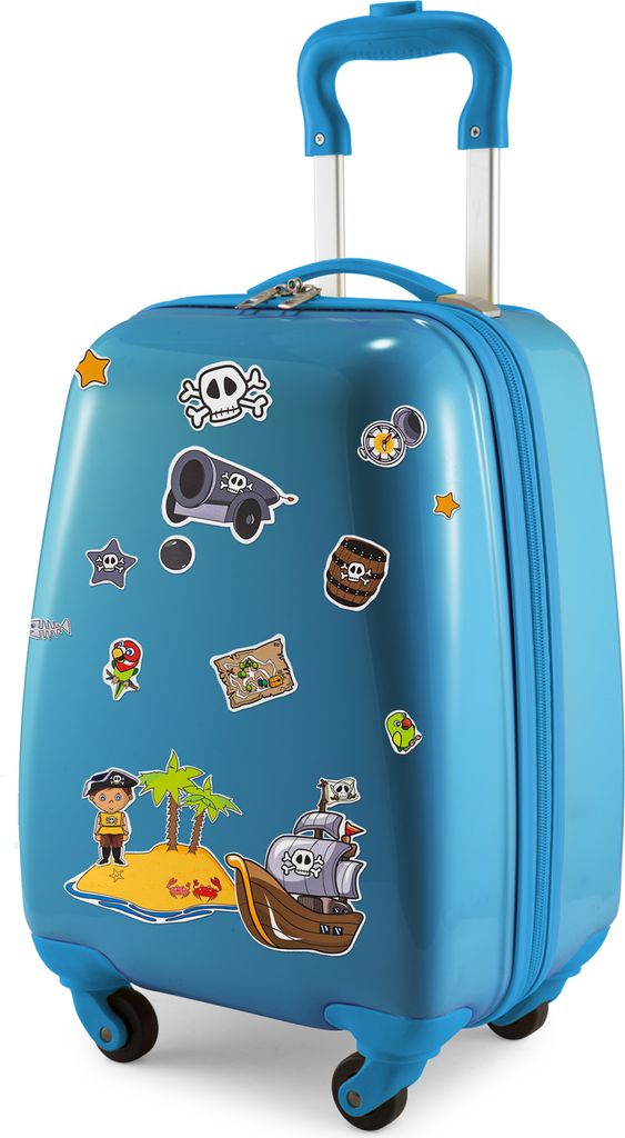 HAUPTSTADTKOFFER For Kids - Kinderkoffer, Trolley Kindergepäck Hartschale, Handgepäck mit Piraten Aufklebern, Jungs Weihnachtsgeschenke Kinder, 2...