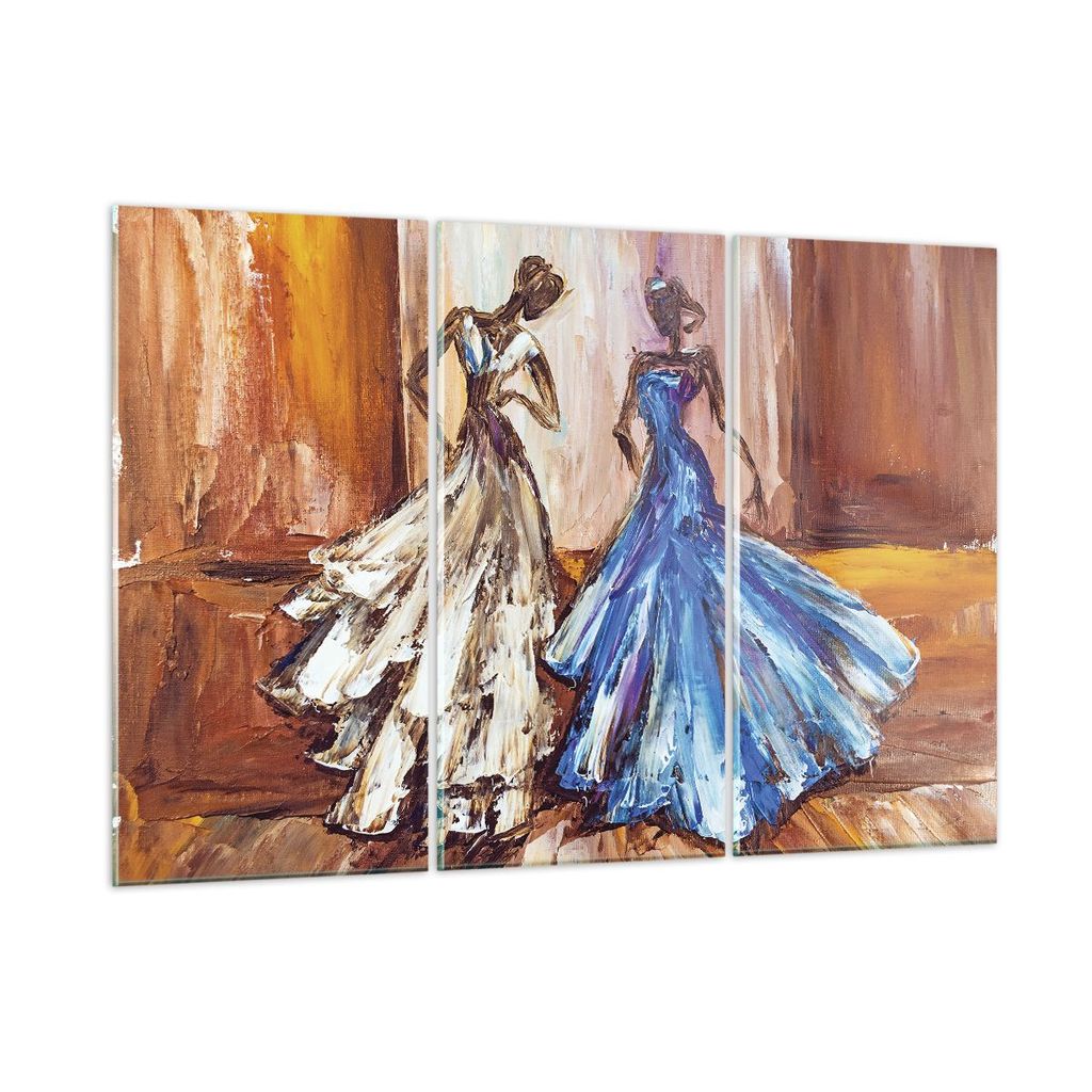 Bilder auf glas - 3 Teile - Frauen Kleider Öl - 105x70cm - Glasbilder - Wandbilder - Bilder - zum Aufhängen bereit - Wanddekoration aus Glas - Gl...