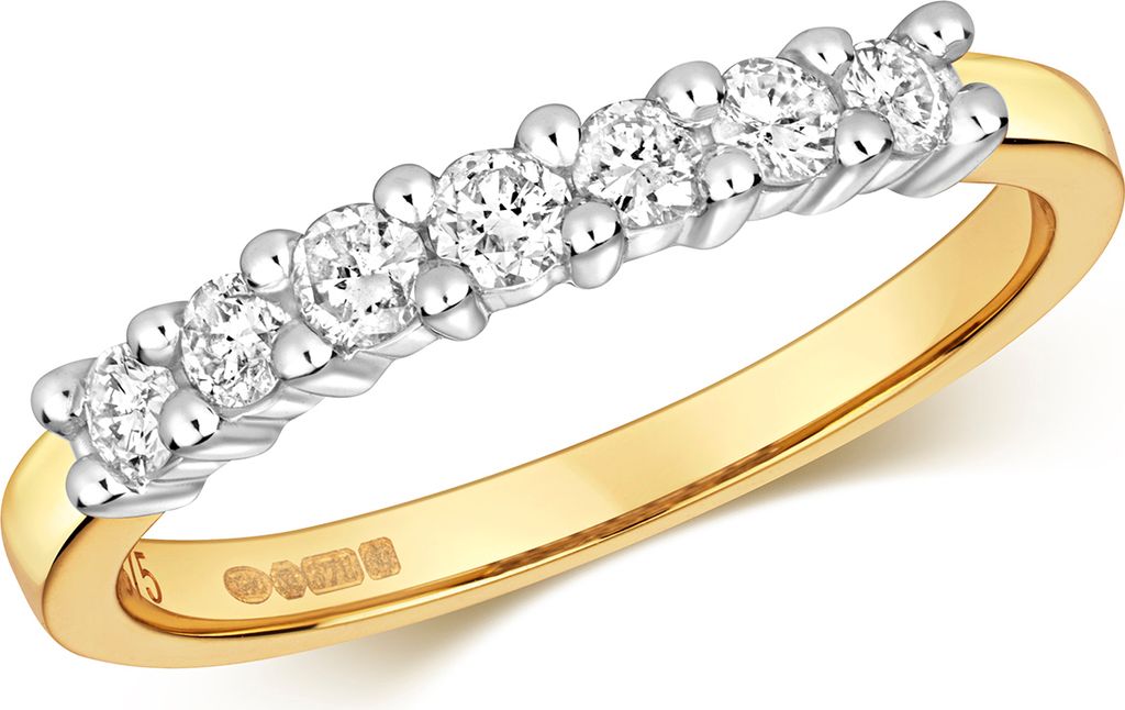 Funkelndes Feuer 9 Karat (375) Gold Halb Eternity Diamant Damenring Brillant-Schliff 0.33 Karat H - PK1, 54 (17.2); TRS317359KYRSN