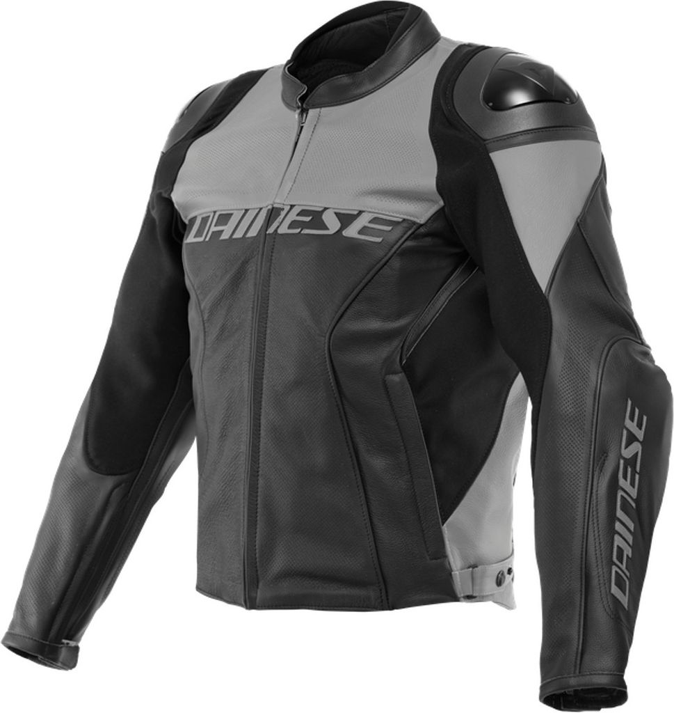 Dainese Racing 4 Perforierte Motorrad Lederjacke Farbe: Schwarz/Grau, Grösse: 52
