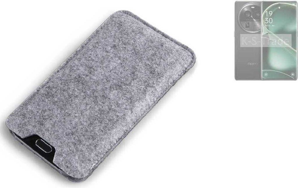 K-S-Trade Filz Handyhülle kompatibel mit Oppo Find X6 Pro Schutzhülle Filztasche Filz Tasche Case Sleeve Handy Hülle Filzhülle grau