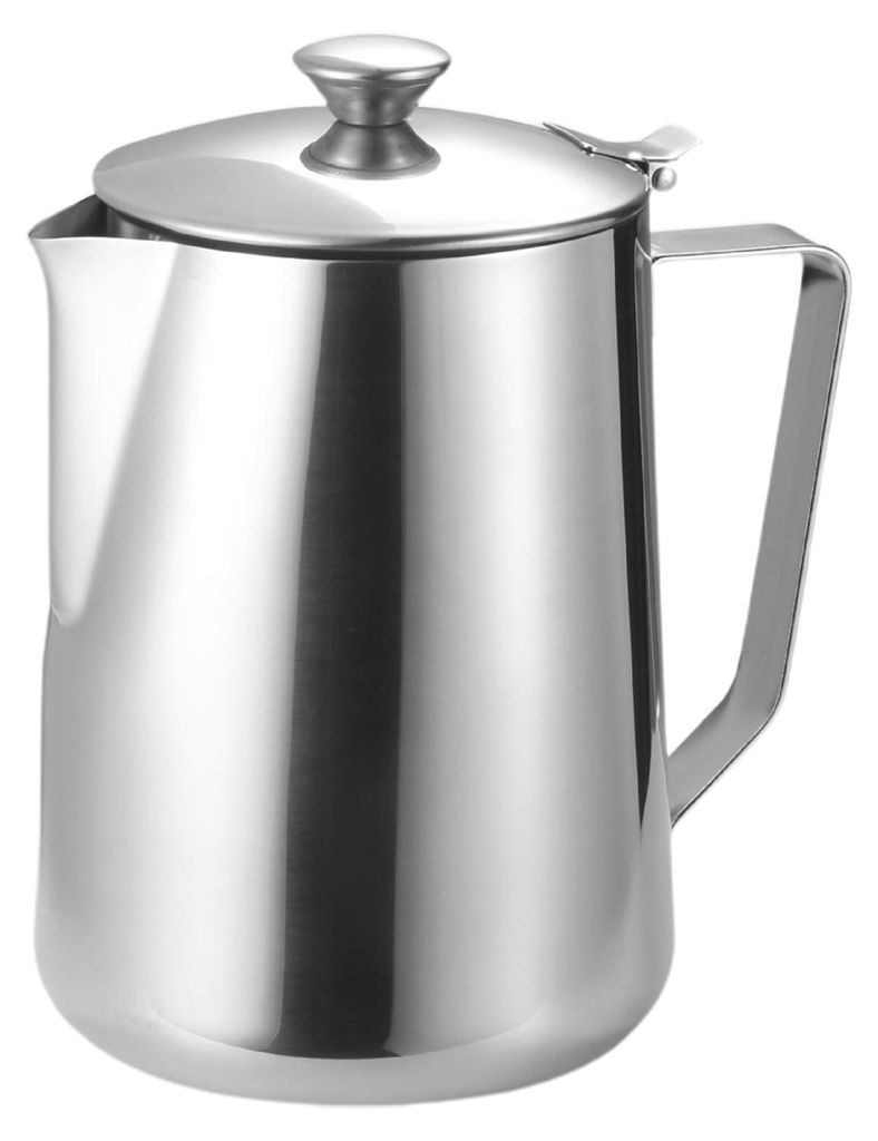 Multifunktionaler Milchaufschäumer aus Edelstahl mit Deckel für Latte Art, 350 ml