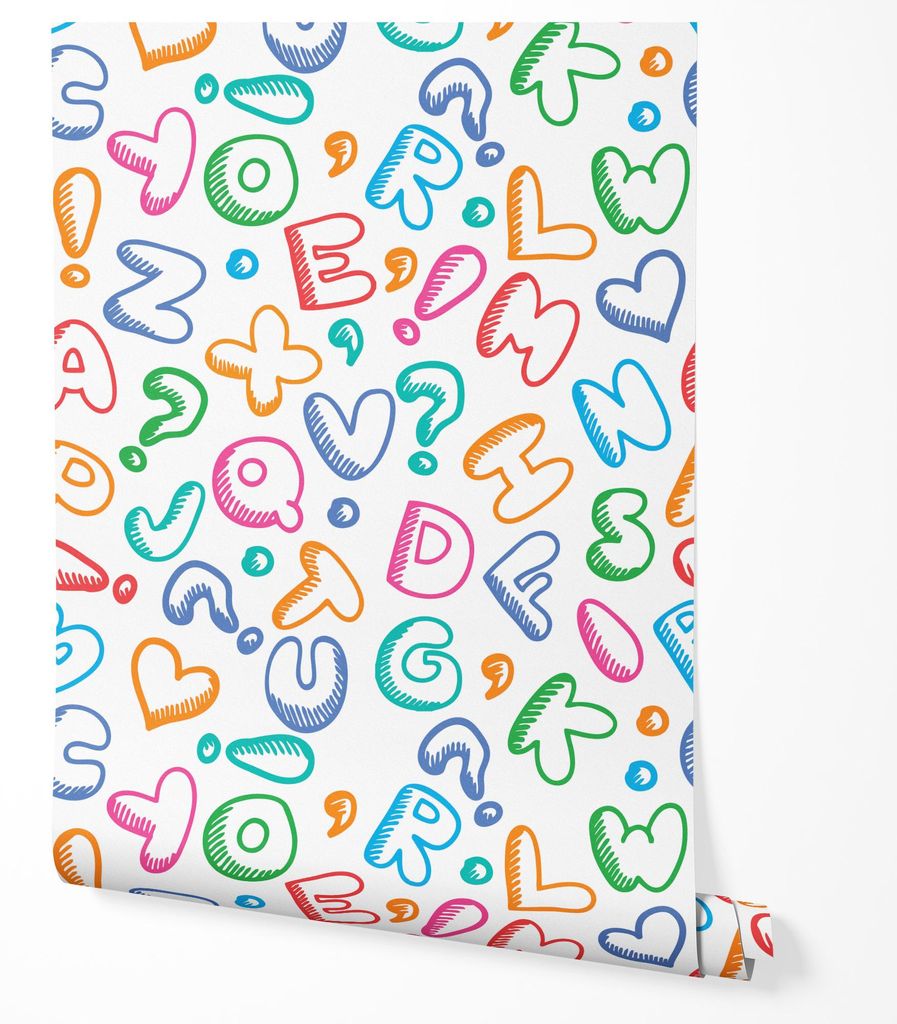 Vliestapete Kinderzimmer Buchstaben Bunt Alphabet Wohnzimmer 2x2,5 Bunt