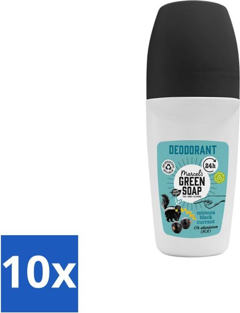 Marcel's Green Soap - Deodorant Roller - Mimose & Schwarze Johannisbeere - Lang anhaltende Frische - 50 ml - Vorteilspack - 10 Stücke