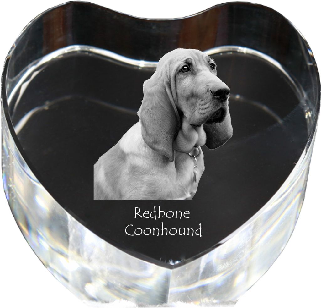 Redbone Coonhound - Hundebild im Kristall, Kristallherz, einzigartiger Bilderrahmen der Marke Art-Dog