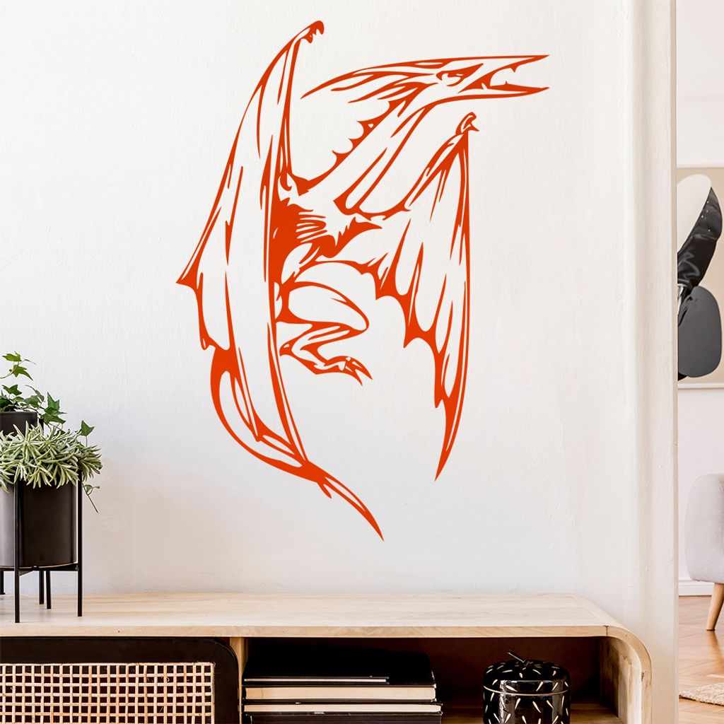 Urzeit Drache Wandtattoo in 6 Größen - Wandaufkleber Wall Sticker - Dekoration, Küche, Wohnzimmer, Schlafzimmer, Badezimmer
