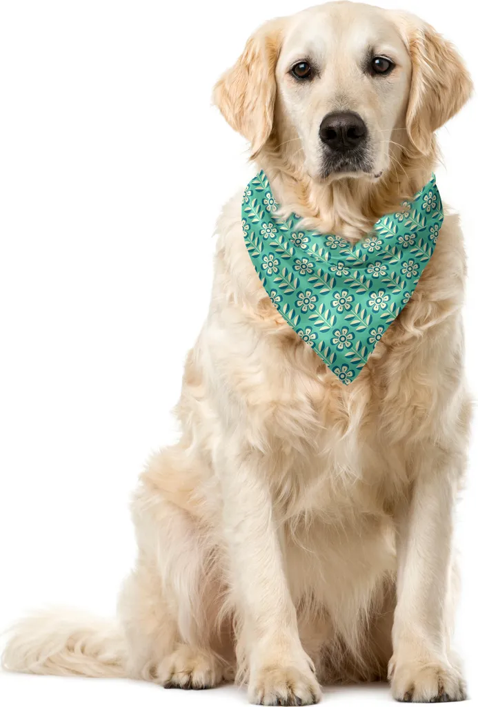 Bandana Cane Vintage Flowers ABAKUHAUS Blu Petrolio 55cm