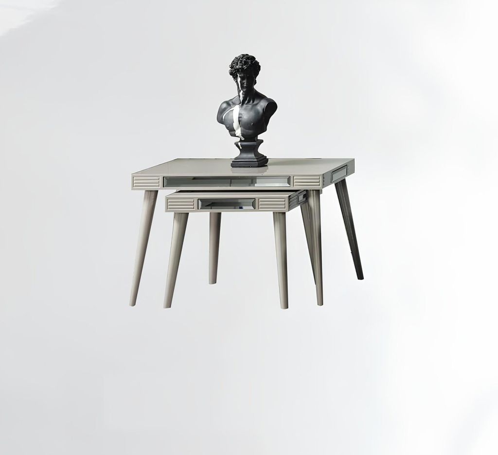 Gruppe Beistelltische 2tlg Kaffeetische Sofatische Silber Wohnzimmer