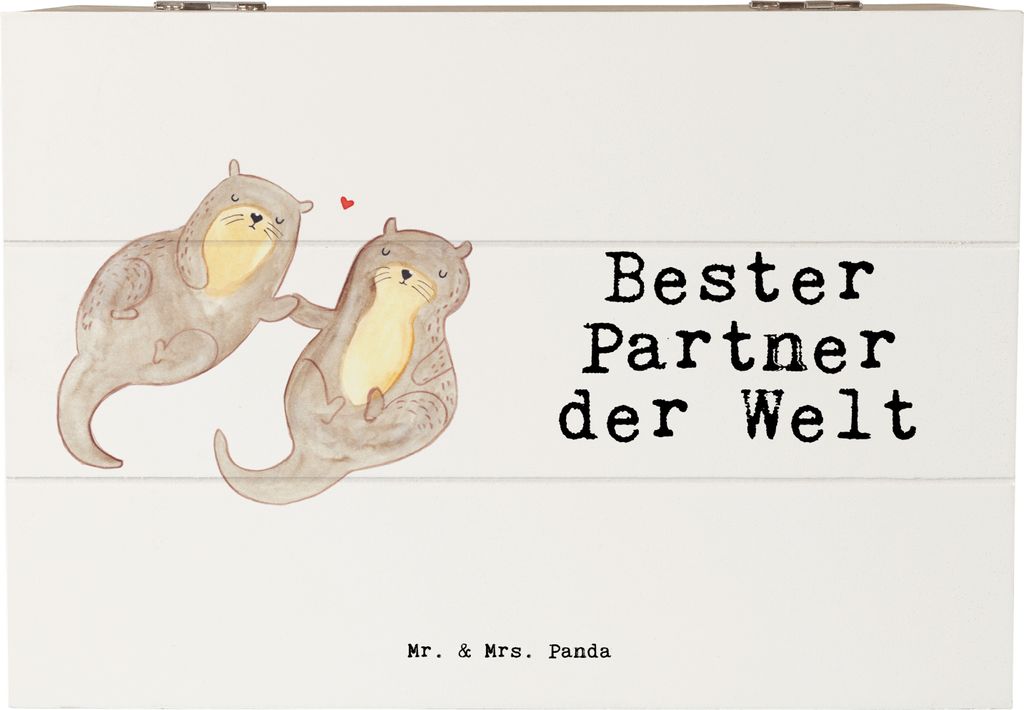 Mr. & Mrs. Panda Truhe Otter Bester Partner der Welt 22 x 15 cm - Weiß - Geschenk, Ehefrau, Freund, Kiste, Geschenkidee, Mann, Schatulle, Frau, Li...