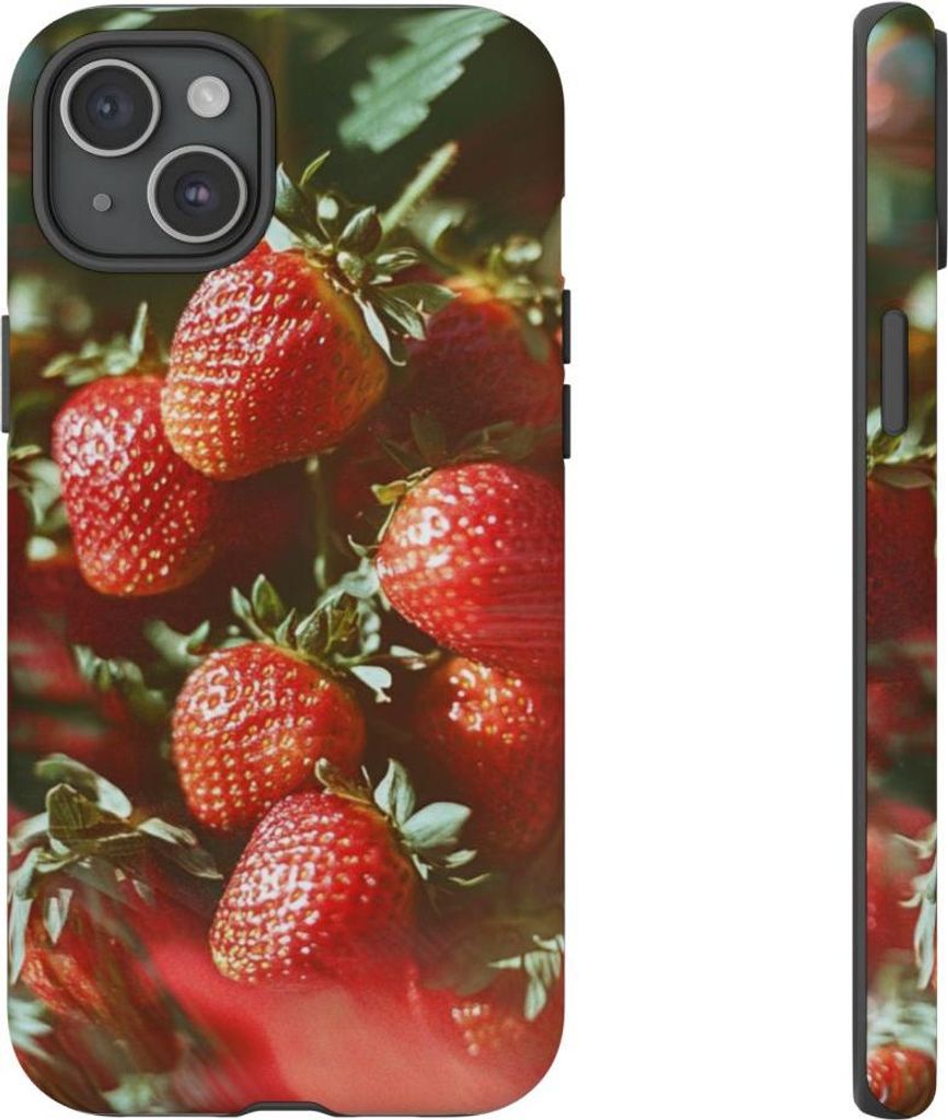 Frische Erdbeeren aus nächster Nähe – Hülle Kompatibel mit iPhone 15 Plus