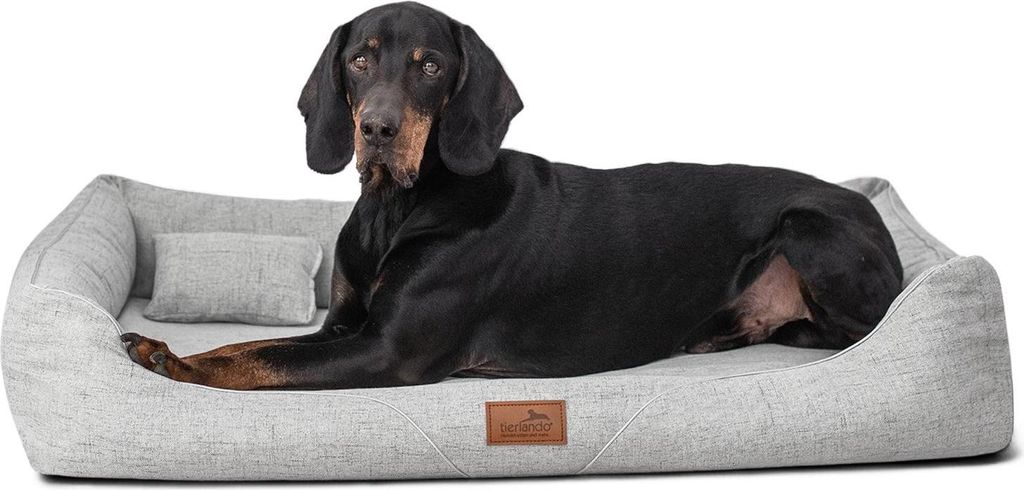 tierlando Orthopädisches Hundebett WILLIAM Couture | Bequemes Hundesofa - Größe: 130x100cm | Farbe: 06 Hellgrau