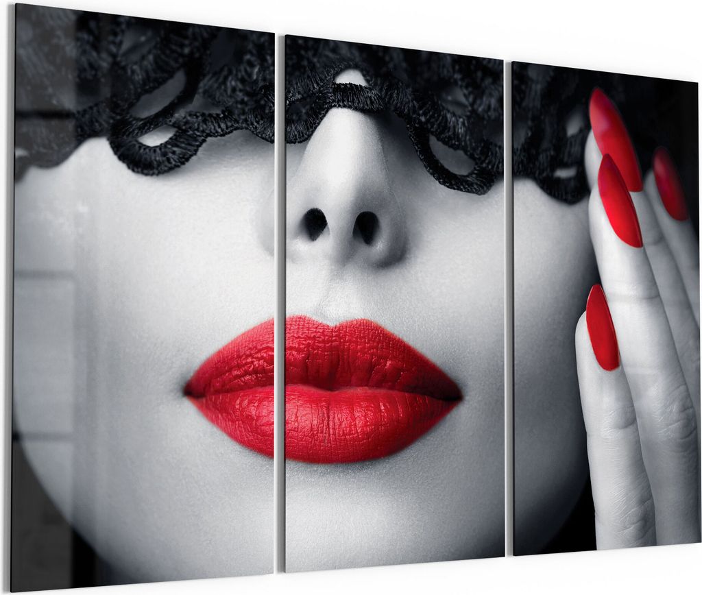 DEQORI Glasbilder Acryl 3x50x100 cm 'Maskierte Schönheit' Wandbilder XXL groß