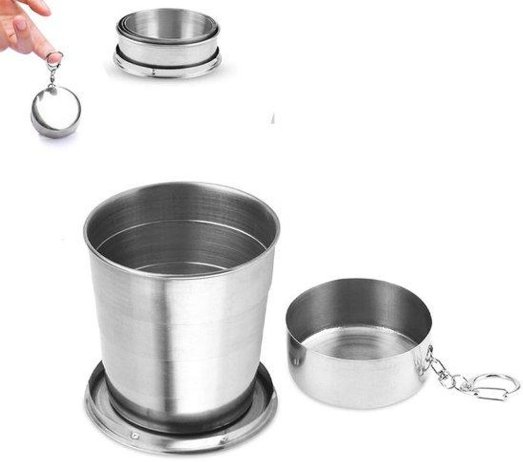 Tragbarer Kaffeebecher in Silber - Inklappbar und leicht zu reinigen - ideal für unterwegs - 70 ml - langlebige Qualität.