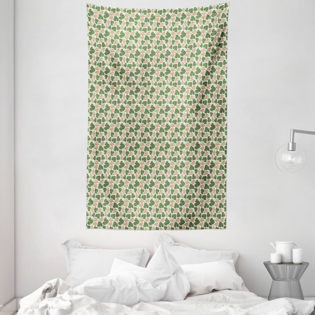 ABAKUHAUS Rebe Wandteppich und Tagesdecke, Vineyard Muster Trauben aus Weiches Mikrofaser Stoff Waschbar ohne Verblassen Digitaldruck, 140 x 230 cm...
