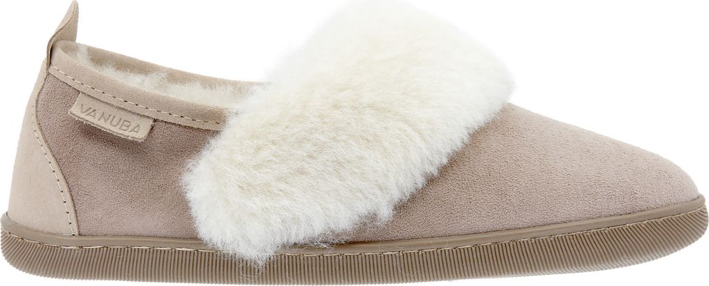 Vanuba - Damen Hausschuhe Cormo Moderne Pantoffeln Echtleder Lammfell Natur Wolle D012 Beige-Weiß, Größe 38 EU