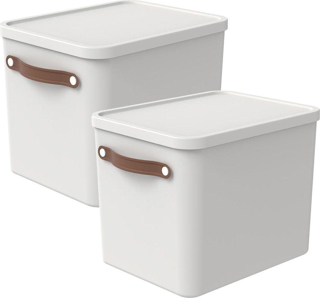 Rotho 2er-Set Aufbewahrungsbox 27L Maloja - Kunststoffbox mit Deckel - Stapelbox 40,0 x 29,0 x 29,5 cm - Plastikbox Ordnungsbox Allzweckkiste