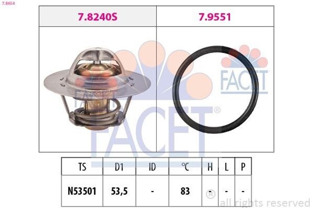 FACET Thermostat Kühlmittel 83°C für OPEL Movano Kastenwagen (X70) Movano Bus (X70) für VAUXHALL Movano Mk I (A) Combi (X70)