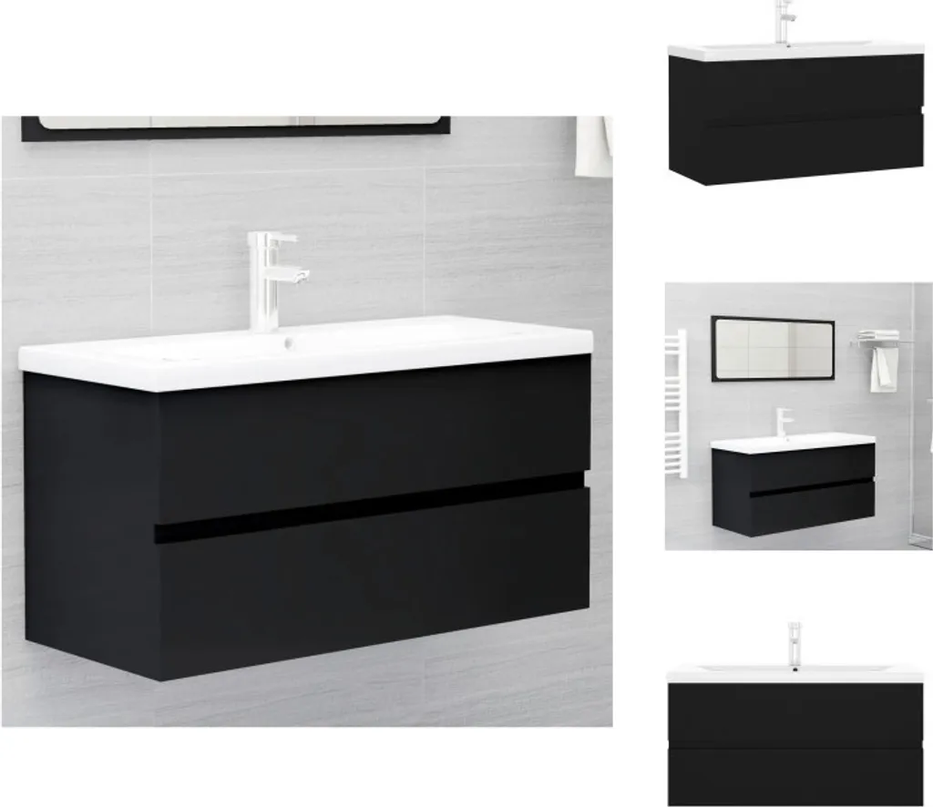 Meuble sous-lavabo noir vidaXL en bois composite : fini le désordre