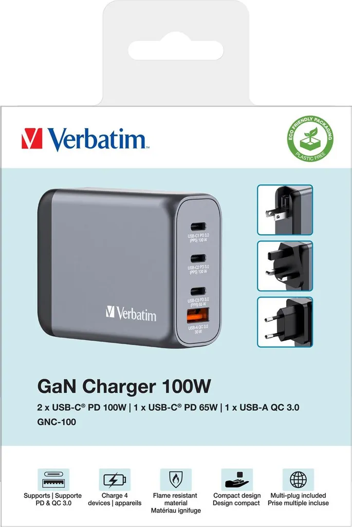 Verbatim GNC-100 GaN 100W: Adattatore Universale per Professionisti