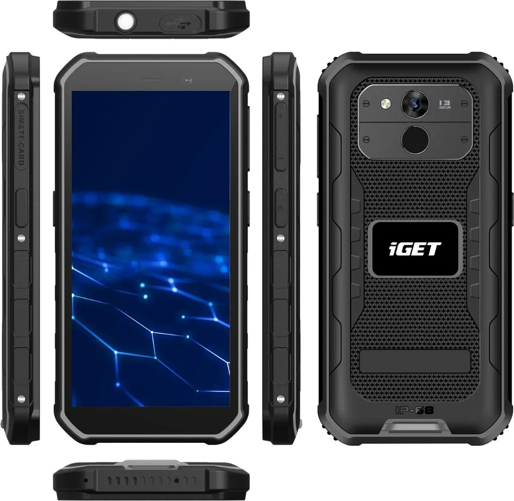 Téléphone portable durci iGET T1 Noir 128Go: fini les écrans cassés