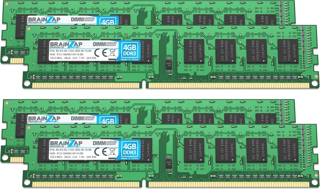 Kit Memoria RAM 16GB DDR3 1333 MHz BRAINZAP PC3-10600U CL9 2Rx8 1.5V