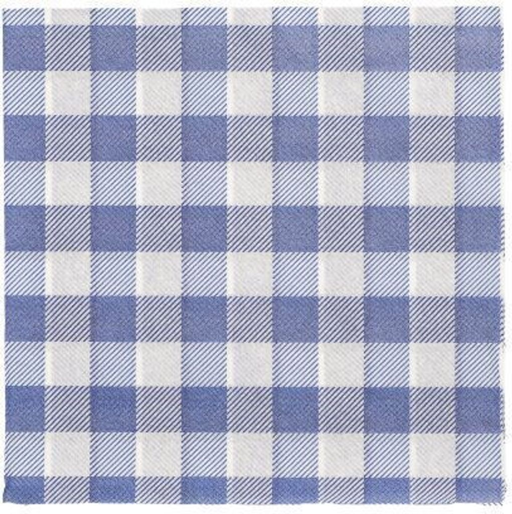 100 Servietten, 1-lagig 1/4-Falz 33 cm x 33 cm blau/weiss "Vichy Karo"