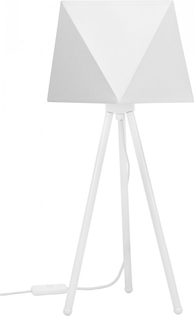 Edron Lampenschirm Tischlampe Modern - Elegante Nachttischlampe - Tischleuchte E27 - 46x22,5 cm - Weiß und Weiß Diamant - Edron