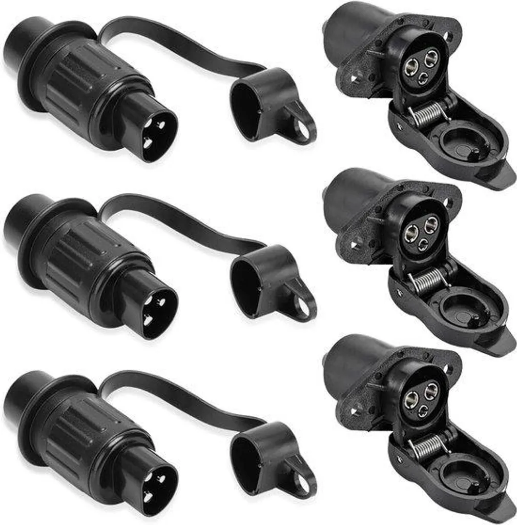 Prise 3 broches 12V robuste en ABS - Connecteur étanche pour machines agri