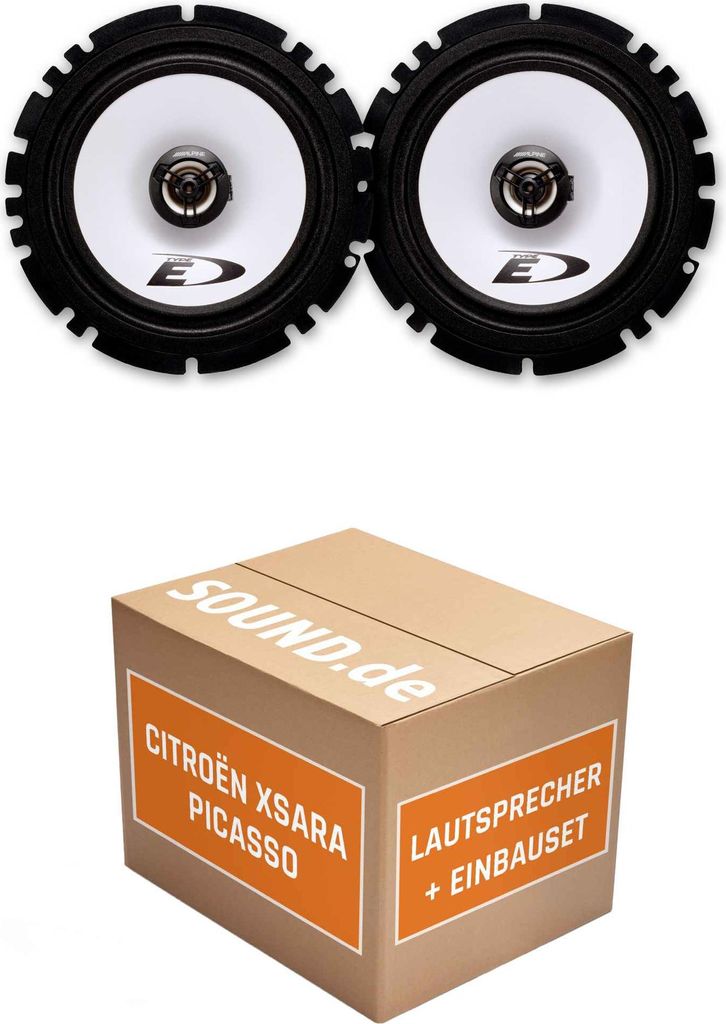 Lautsprecher Boxen Einbaupaket vorne Alpine SXE-1725 passend für Citroën Xsara Picasso | 2x Tief-Mitteltöner mit integriertem Hochtöner 220W MAX