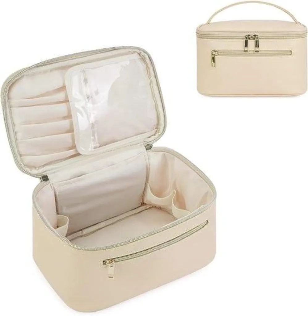 Trousse de toilette femme beige - Fini le maquillage mal organisé en voyage