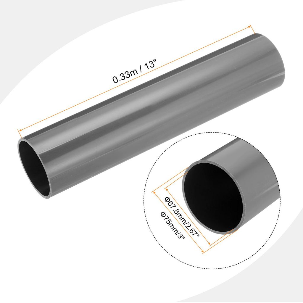 PVC Rohr, Durchmesser 67.8mm L?nge 0.33m Rund Kunststoffrohr fš¹r Garten, Aquarium, Wasserleitung, Kabelkanal, lš¹ftungsrohr (Hellgrau)