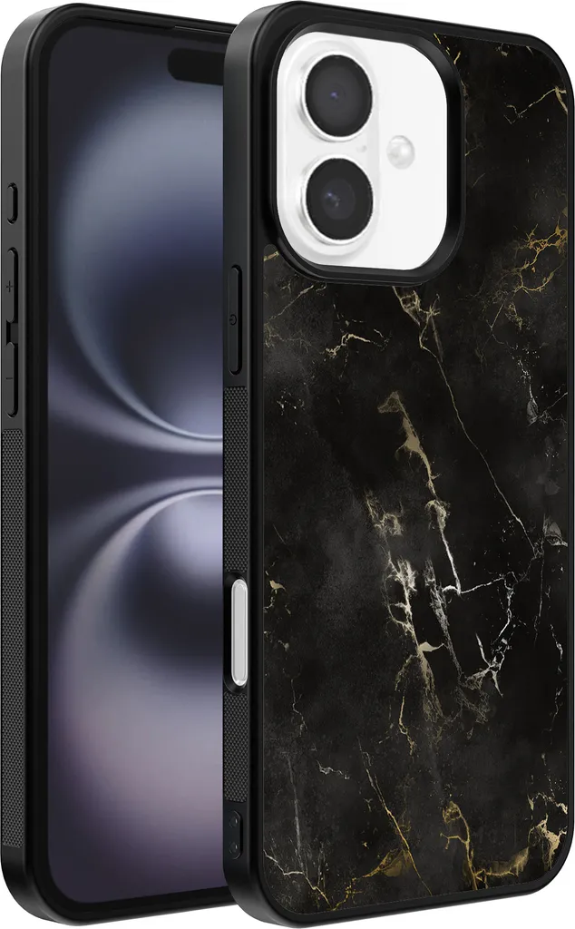Smartphonica Cover iPhone 16 Marmo Nero - Sottile, Elegante, TPU