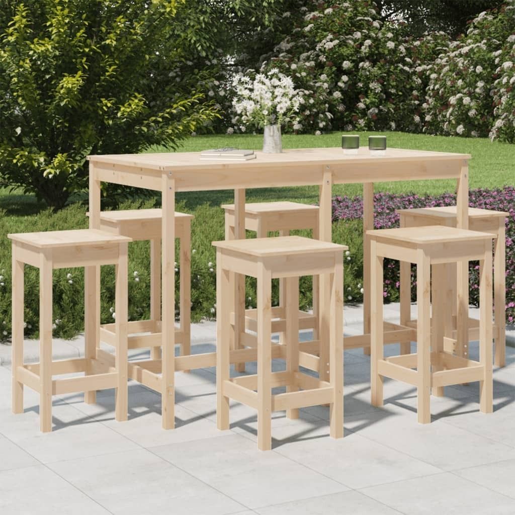 Maison Exclusive - 7-tlg. Gartenbar-Set Massivholz Kiefer