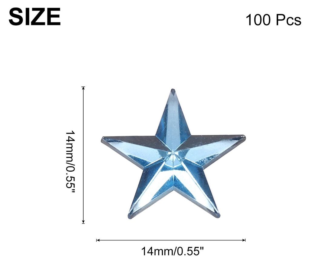 100 Stš¹ck Stern-Strasssteine Hellblau, 14x14mm, Glitzersteine zum Basteln und Rhinestones, fš¹r DIY Basteln, Perlen, Hochzeit Party, Kostš¹m...