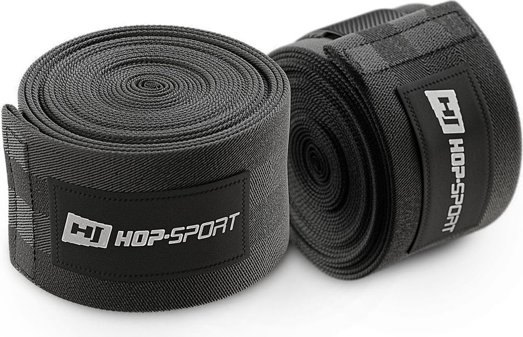 Hop-Sport Boxbandagen aus Baumwolle, 4 m & schwarz, Bandagen - Boxen und Krafttraining, mit Klettverschluss, für verschiedene Kampfsportarten