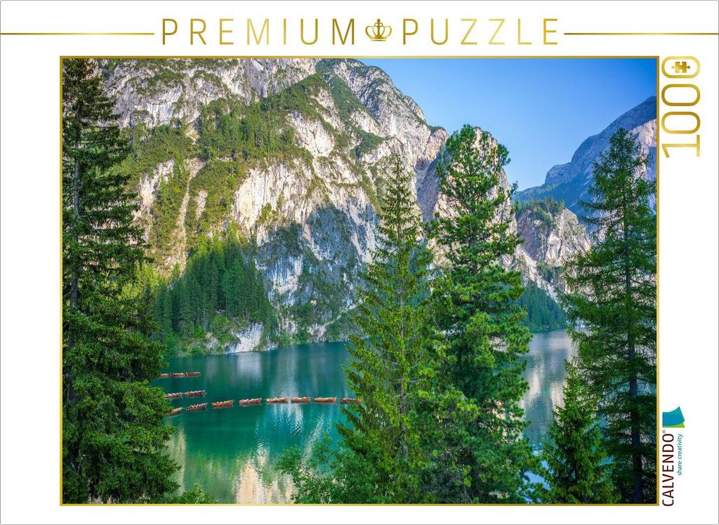 CALVENDO Puzzle Boote auf dem Pragser Wildsee | 1000 Teile Lege-Größe 64x48cm Foto-Puzzle für glückliche Stunden