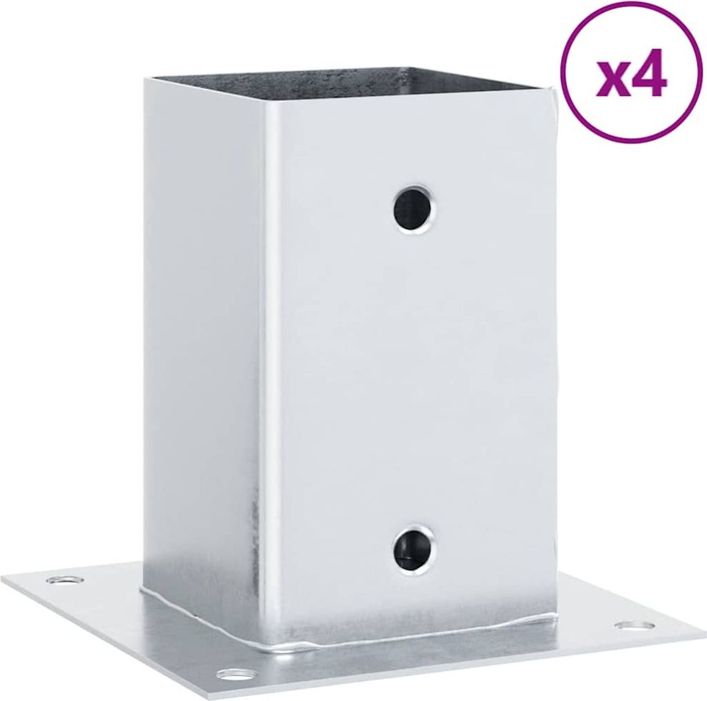 vidaXL Supporto per palo quadrato 4 pezzi Argento 91x91mm Immagine del prodotto 