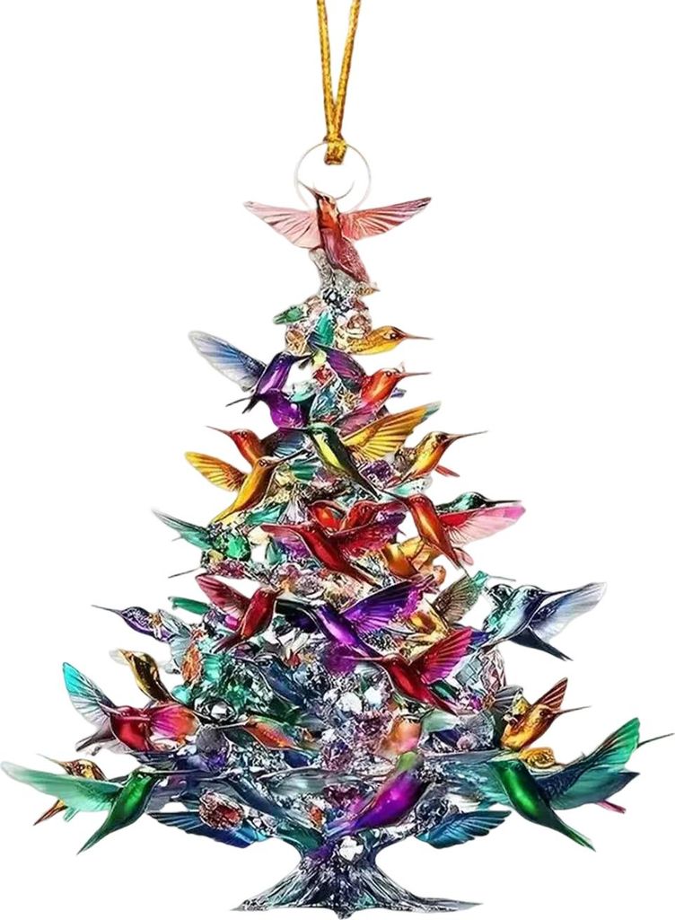 Kolibri-Weihnachtsschmuck, bunter Vogelstapel, hängende Dekoration, doppelseitiger Baumschmuck aus Acryl für Vogelliebhaber, Geschenke