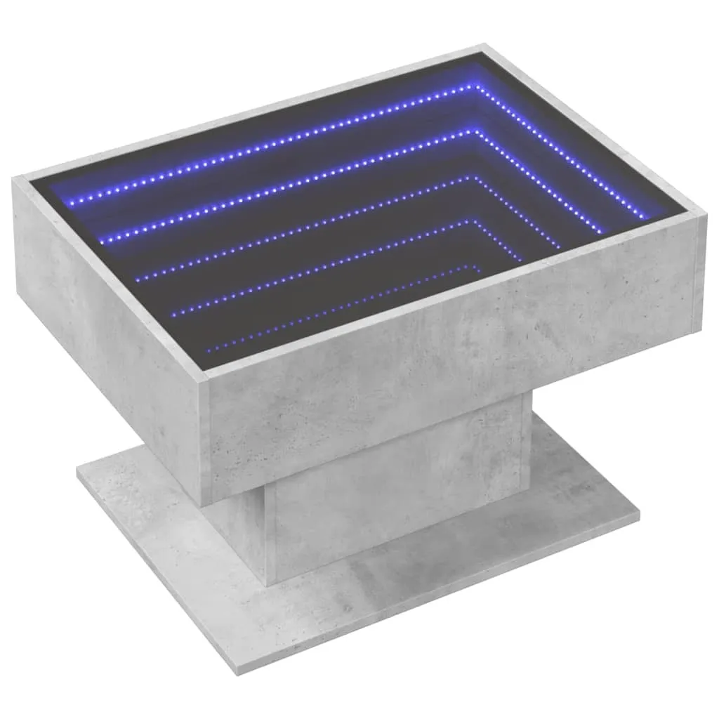 vidaXL Tavolino LED grigio cemento 70x50x45 cm materiale a base di legno - 3