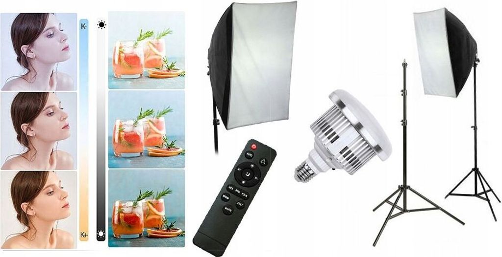 Zestaw 5w1 LAMPA LED 200W (1600W) 3000-6500K + Pilot Zdjęcie produktu 