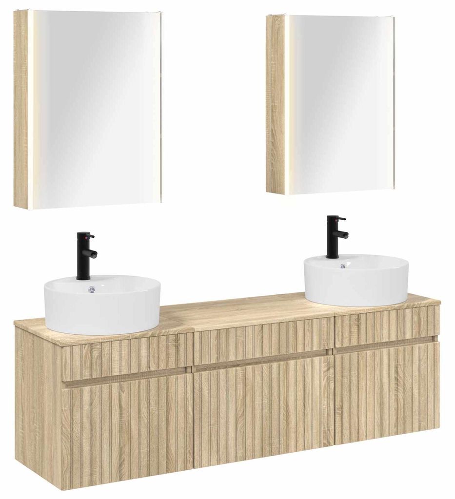 vidaXL Badezimmerschrank-Set 5 pcs Sonoma-Eiche 53 x 15,5 x 70 cm