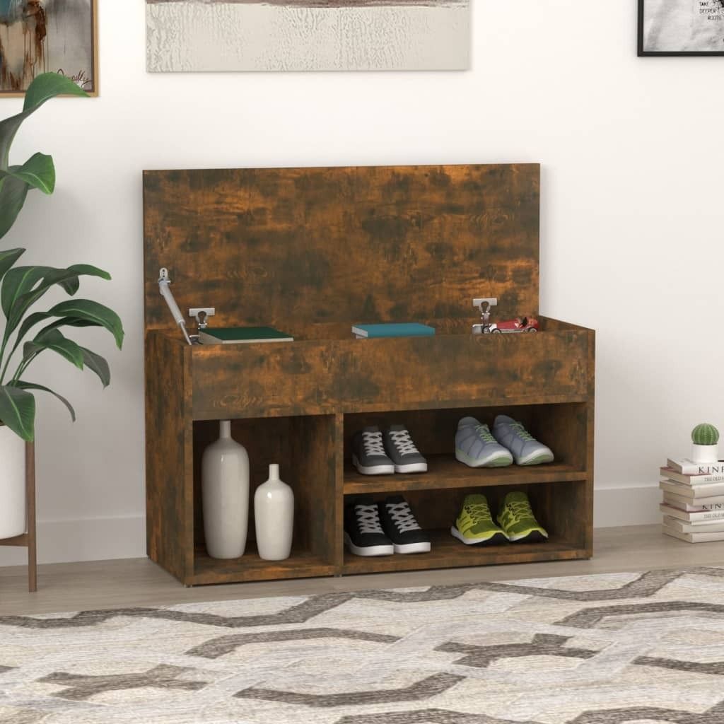 The Living Store Schuhbank Räuchereiche 80x30x45 cm Holzwerkstoff