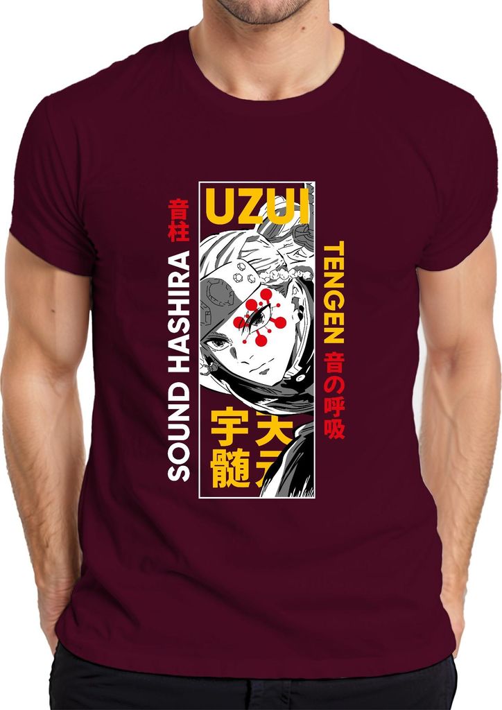 Uzui Tengen Sound Hashira Demon Slayer Anime Fan Geschenk Herren T-Shirt, Burgundy, S