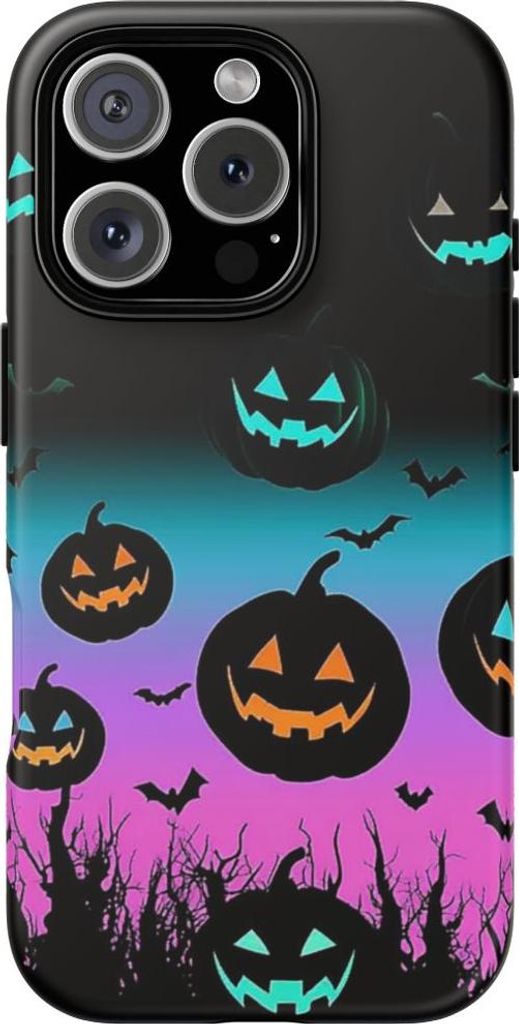 Leuchtende Halloween-Kürbisse und Fledermäuse – Hülle Kompatibel mit iPhone 16 Pro