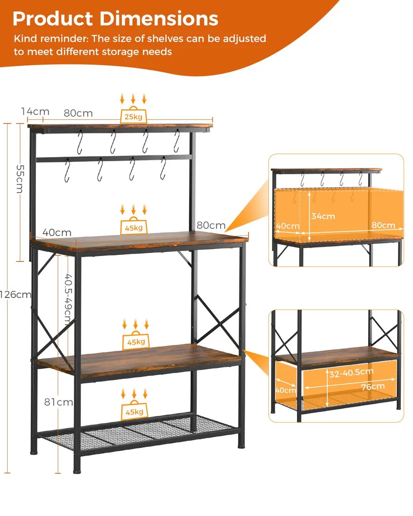 Étagère à micro-ondes robuste avec protection anti-basculement stable - 7